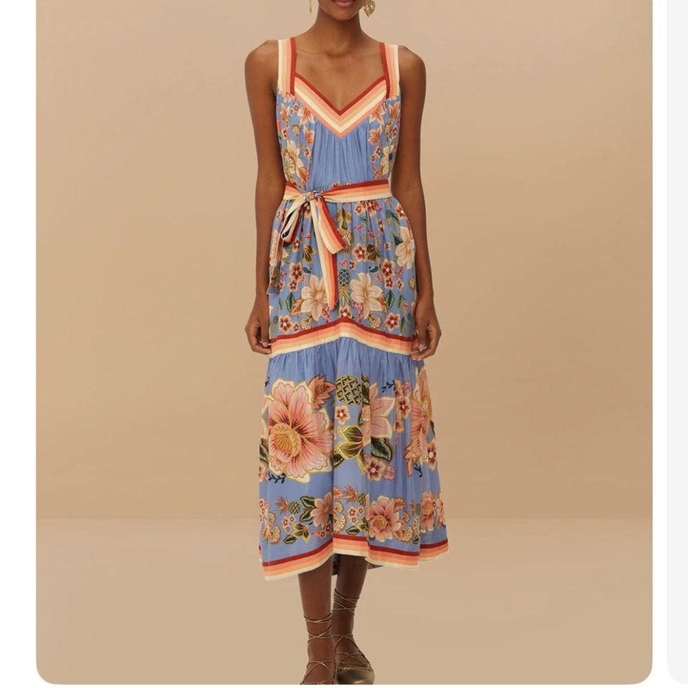 Farm Rio NEW super bloom tapestry cotton blend dress small nwt